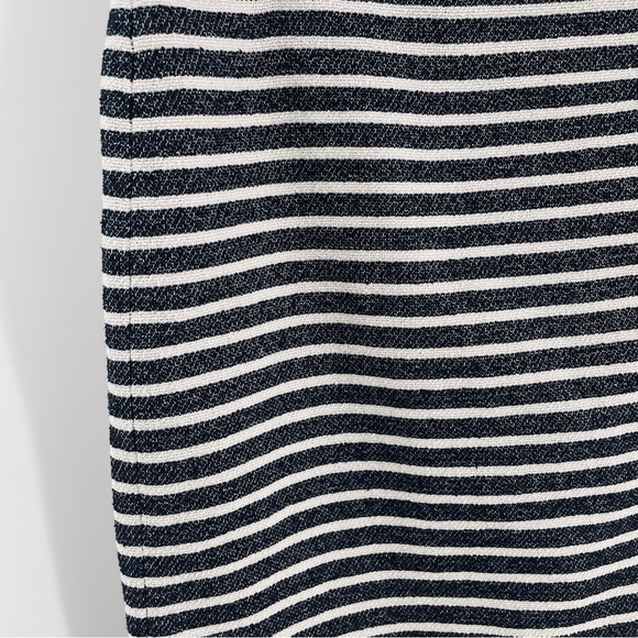 Ann Taylor Cotton Blend Nubby Zip Kick Pleat Lined Soft Black Off White Skirt - Picture 2 of 12